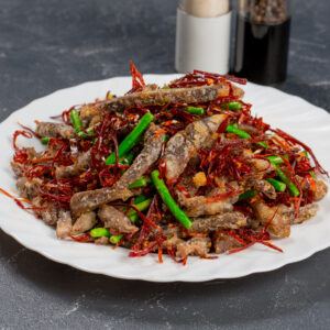 98. 牛肉淀粉，辣椒，蒜苗