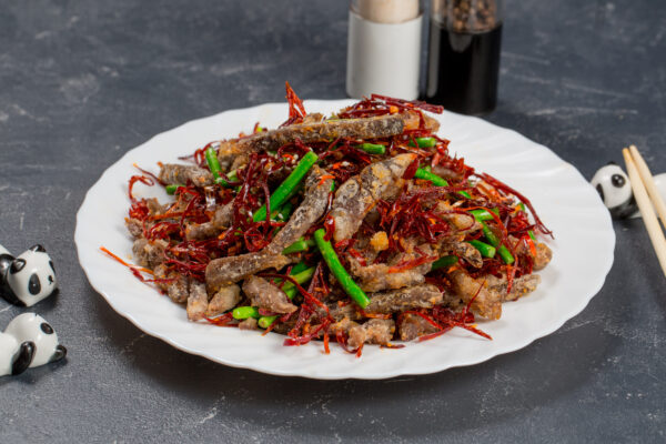 98. 牛肉淀粉，辣椒，蒜苗